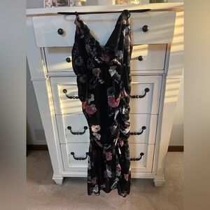 Maurices Black and Pink Floral Maxi Dress
